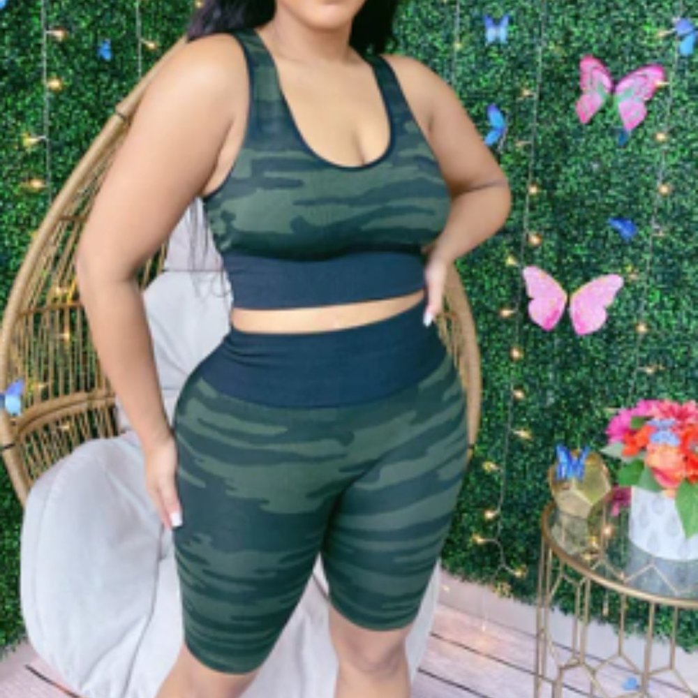 Camo Bra Top and Shorts Set